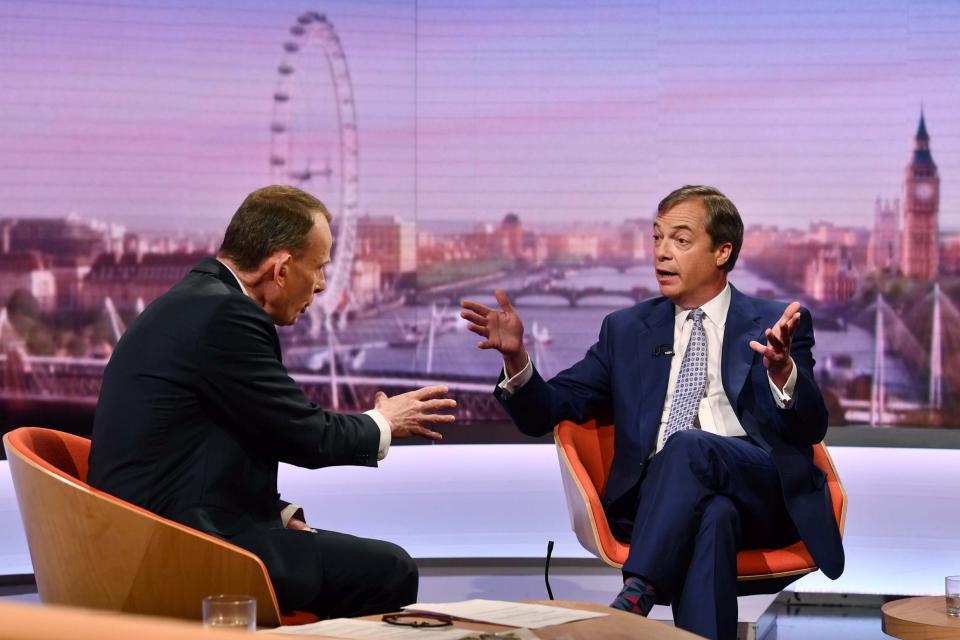 Nigel Farage angrily lashes out at Andrew Marr and BBC as he is grilled on controversial previous statements