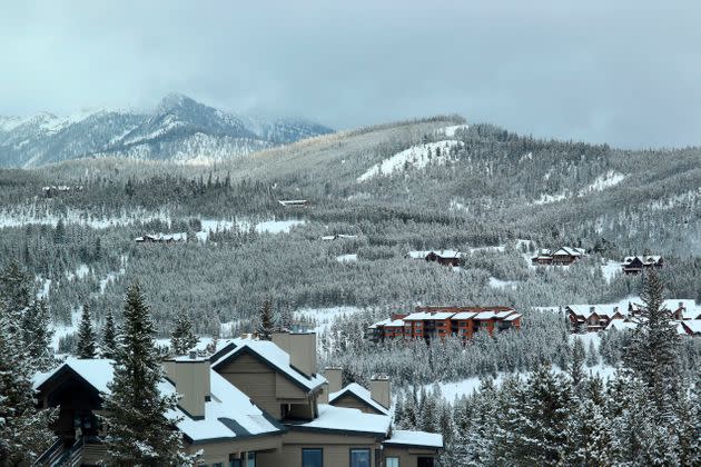 Condos and housing in the mountains around Big Sky Ski Resort.