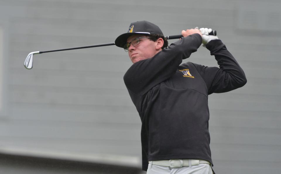 Nauset Regional High School golfer Jack Martin tees off at the 10th hole. The 7th annual Cape Cod National Golf Club High School Invitational was held Sunday afternoon. There were four individual competitors and 11 top high school golf teams in Eastern Massachusetts.