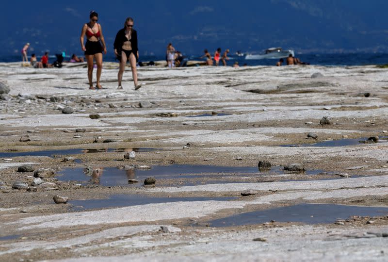 FILE PHOTO: Rocky beach emerges from Lake Garda following severe drought