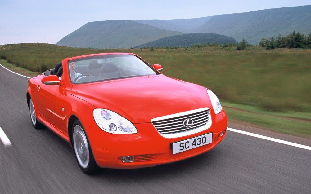 Lexus SC430: the odd styling hides a folding hard-top roof, which makes this car a year-round pleasure