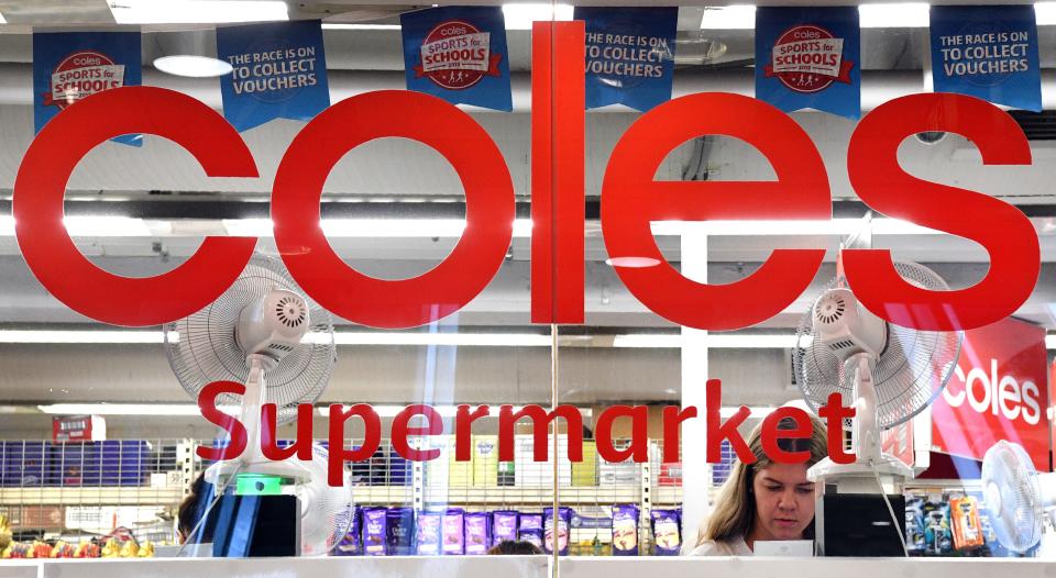 Coles logo on supermarket window. Source: Getty Images