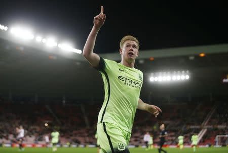 Football - Sunderland v Manchester City - Capital One Cup Third Round - Stadium of Light - 22/9/15 Kevin De Bruyne celebrates after scoring the second goal for Manchester City Action Images via Reuters / Lee Smith Livepic