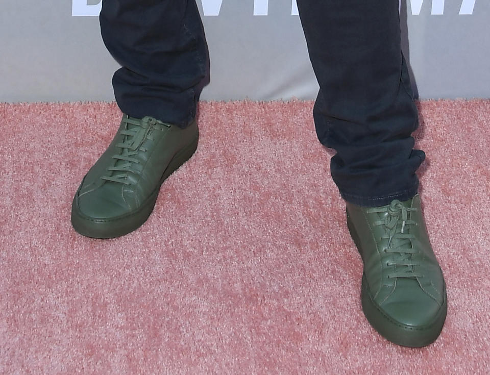 Pedro Pascal, "David Makes Man," Los Angeles, leather, sneakers, print, red carpet