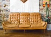 <body> <p>While the structure of this retro sofa was sturdy, the tired <a rel="nofollow noopener" href=" http://www.bobvila.com/slideshow/10-ways-to-use-leather-in-your-next-project-47987?bv=yahoo" target="_blank" data-ylk="slk:leather;elm:context_link;itc:0;sec:content-canvas" class="link ">leather</a> needed to be replaced. As the cushions weren't removable, the entire couch had to be reupholstered with one giant piece of leather. The slimmer legs that complete this transformation paradoxically make this vintage sofa seem even more of its era—and yet perfect for ours.</p> <p><strong>Related: <a rel="nofollow noopener" href=" http://www.bobvila.com/slideshow/the-best-plants-for-every-room-of-the-house-49559?bv=yahoo" target="_blank" data-ylk="slk:The Best Plants for Every Room of the House;elm:context_link;itc:0;sec:content-canvas" class="link ">The Best Plants for Every Room of the House</a> </strong> </p> </body>