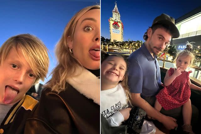 <p>Hilary Duff/Instagram</p> Hilary Duff and son Luca (L), Matthew Koma and daughters Banks and Mae (R)