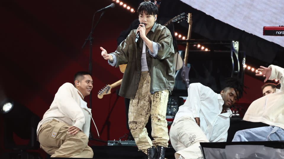 Jungkook performs onstage during the 2023 Global Citizen Concert at Central Park, Great Lawn on September 23, 2023 in New York City. - Arturo Holmes/Getty Images North America/Getty Images