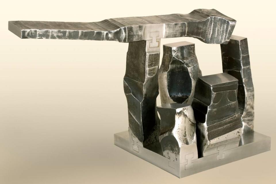 Eduardo Chillida, Leku I, 1968, Steel, 22 ½ x 18 ¼ x 39 ½ in. © Zabalaga-Leku, Artists Rights Society (ARS), New York, 2023. The Bechtler exhibit about the late Spanish sculptor coincides with the centenary of his birth.