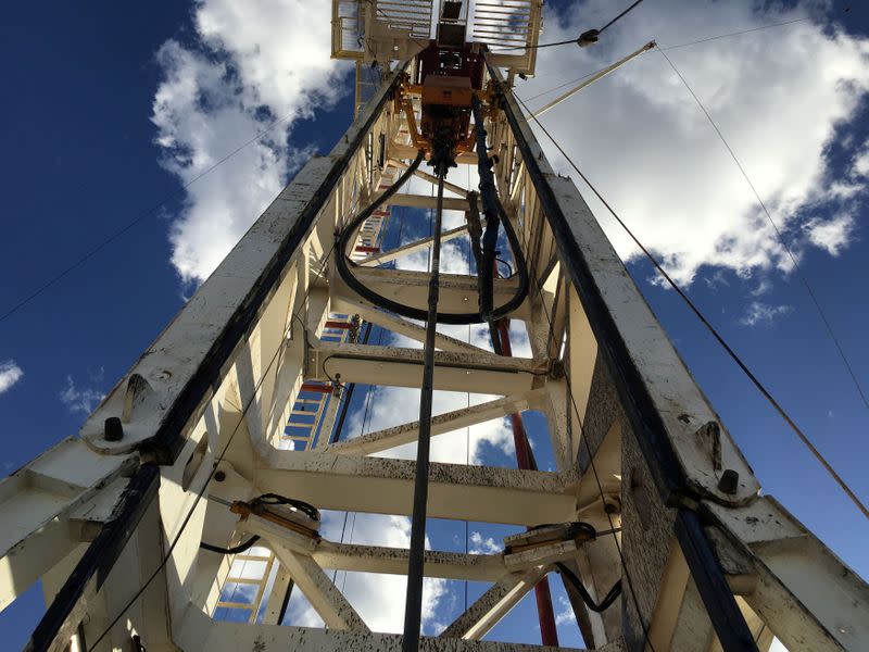 FILE PHOTO: The Elevation Resources drilling rig is shown at the Permian Basin drilling site in Andrews County, Texas