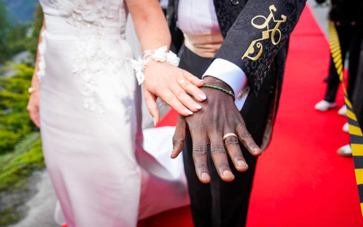 Princess Martha Louise of Norway and Durek Verrett show their rings