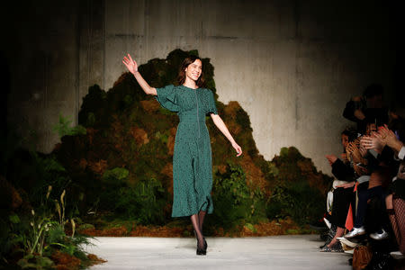 Designer Alexa Chung following her catwalk show during London Fashion Week Women's A/W19 in London, Britain February 16, 2019. REUTERS/Henry Nicholls