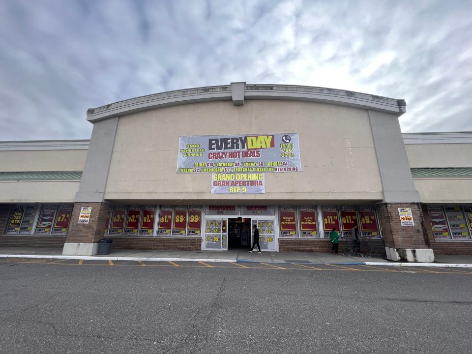 The entrance of Crazy Hot Deals in Bethpage, New York.