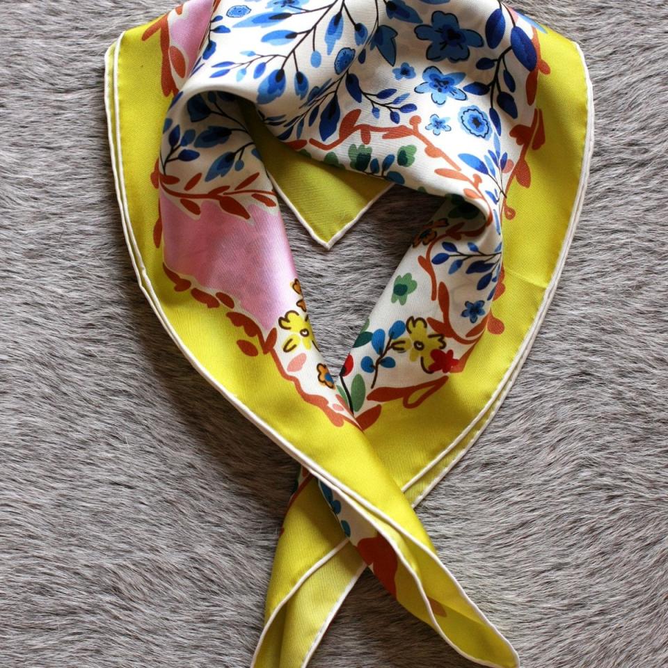 44) Silk Bandana Of Yellow Garden