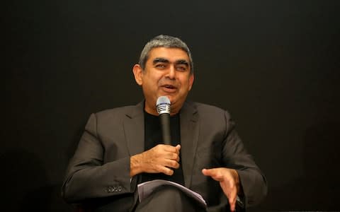 Vishal Sikka speaks to the media earlier this year - Credit: REUTERS