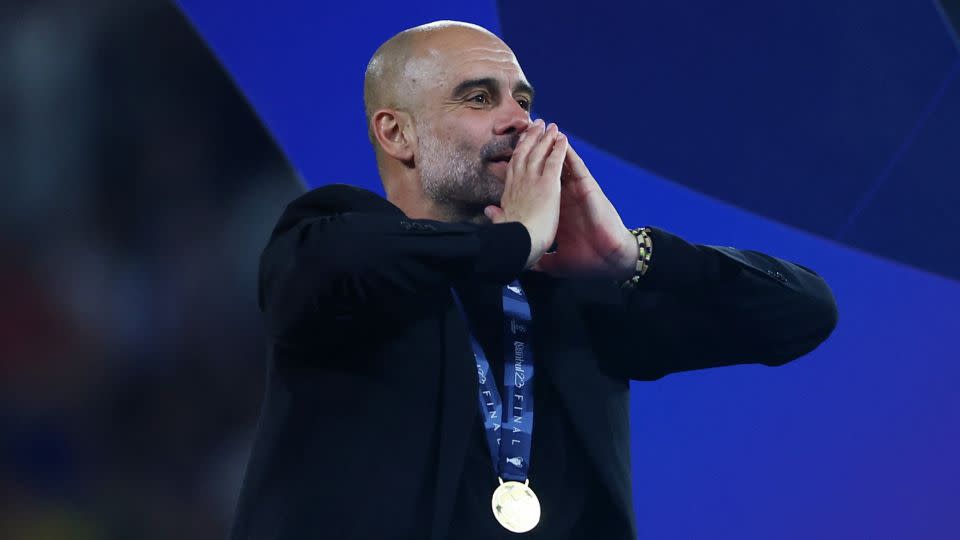 Pep Guardiola joins Alex Ferguson in English football's most exclusive club. - Matthew Childs/Reuters