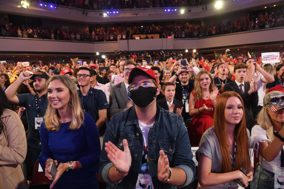 President Donald Trump speaks at a Students for Trump event in June at the Dream City Church in Phoenix.