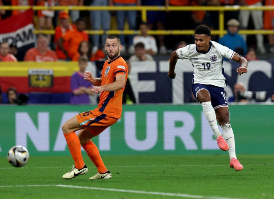 England were forced to rely on individual moments of inspiration, such as Ollie Watkins’s winner against the Netherlands (The FA via Getty Images)