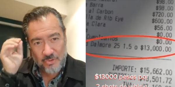 Exhiben a restaurante por cobrar 13 mil pesos por dos shots de whisky 