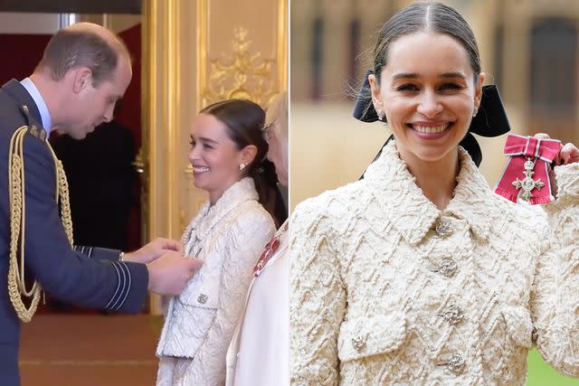 <p>Prince and Princess of Whales/ Instagram; Andrew Matthews - Pool/Getty</p> Prince William and Emilia Clarke