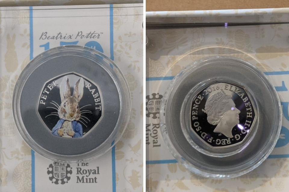Lancashire Telegraph: The Peter Rabbit 50p coin sold for more than £280 on eBay