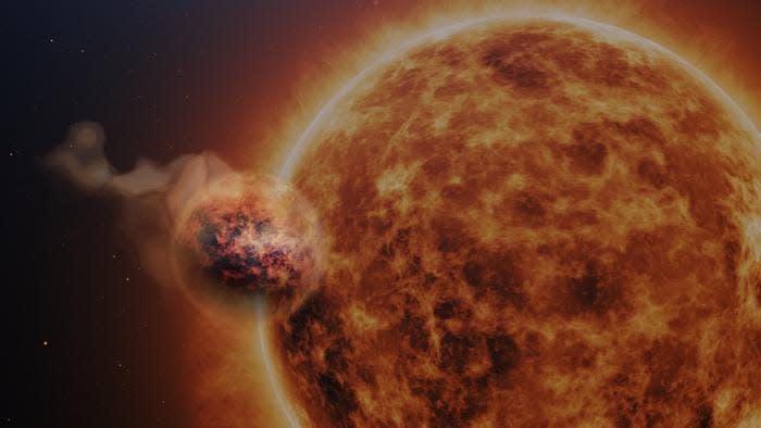 An artist impression of WASP-107B and its parent star.