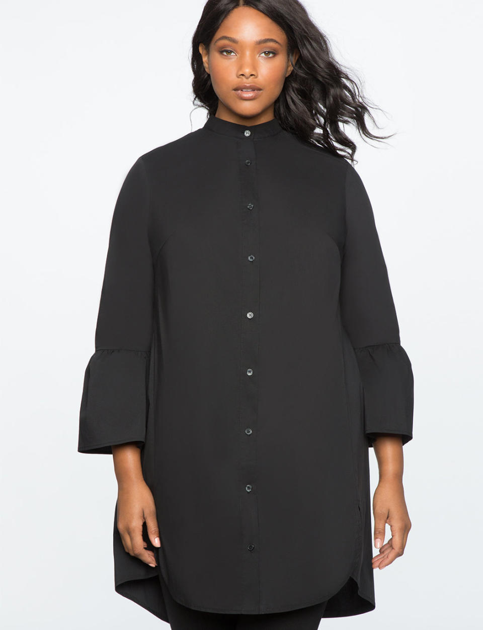 <a href="http://www.eloquii.com/shirt-dress-with-flare-sleeves/1243973.html?cgid=2628-dresses&amp;dwvar_1243973_colorCode=100&amp;start=6" target="_blank">Shop it at Eloquii</a>.&nbsp;