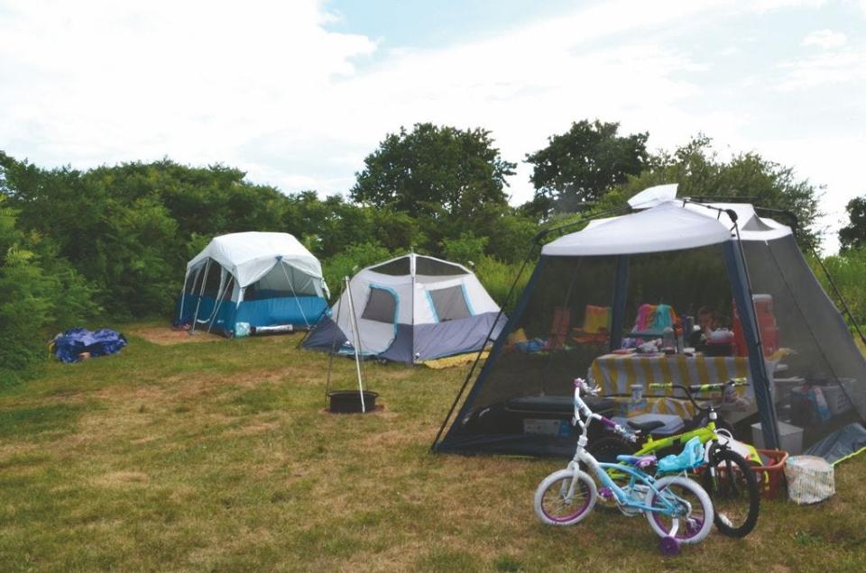 Tenting site at Fort Getty campground in Jamestown.