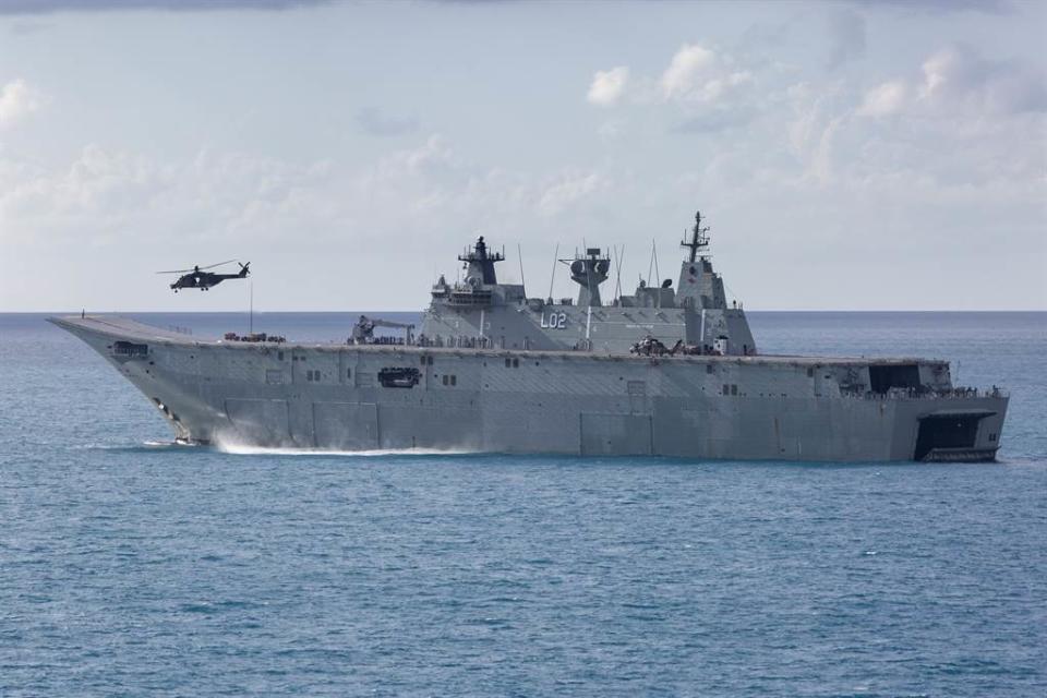 澳洲皇家海軍兩棲突擊艦「坎培拉號(L02)」。   圖：翻攝Australian Navy