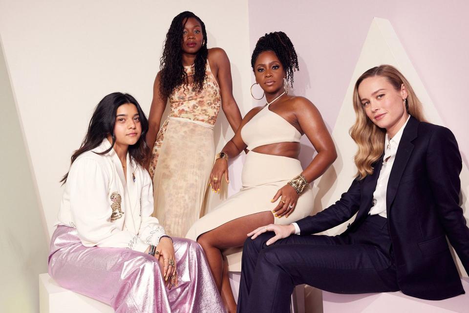 iman vellani, nia dacosta, teyonah parris, brie larson, d23