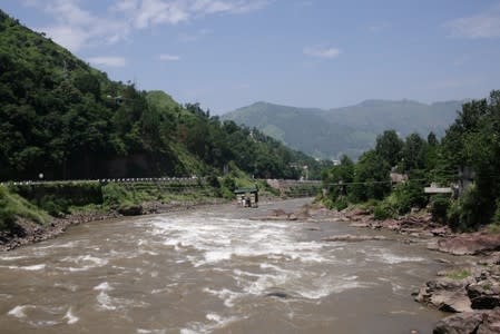 A general view of the River Jhelum is pictured from the Manak Payan refugee camp in Muzaffarabad,