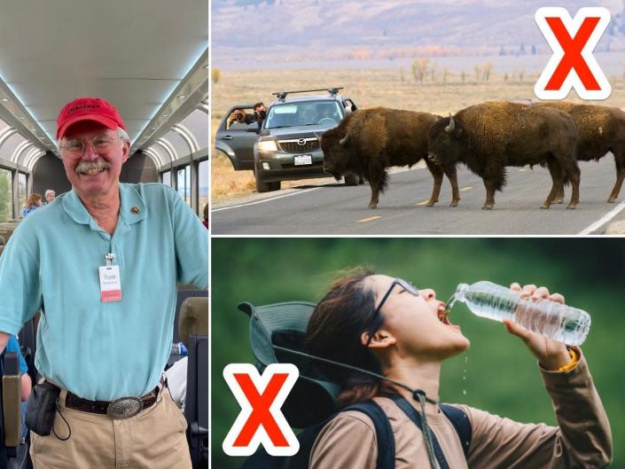A former park ranger said visitors shouldn't assume they can purchase plastic water bottles at national parks and should stay away from wildlife.