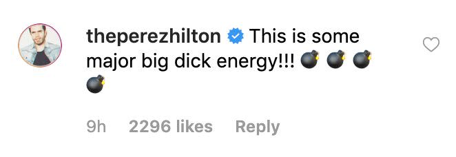 Perez Hilton comments on Lindsay Lohan Instagram post