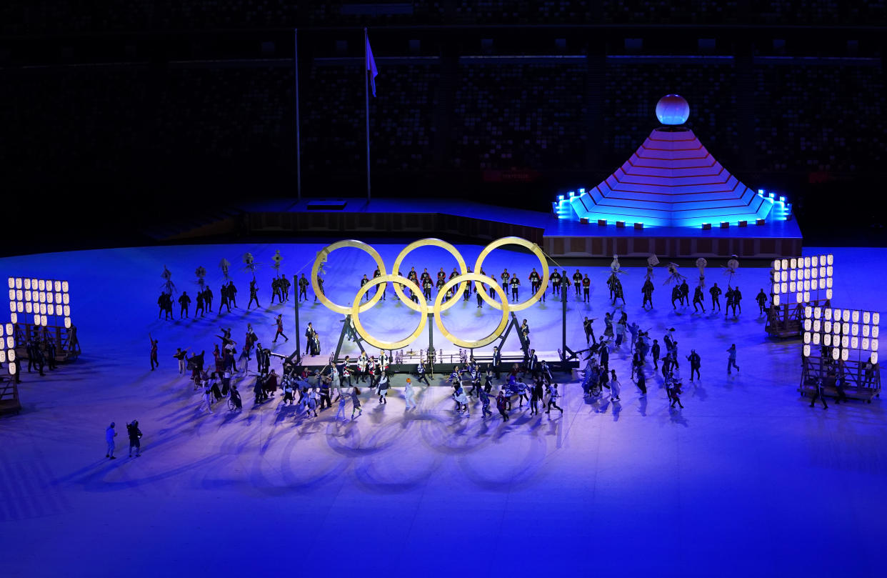 Performers during the opening ceremony of the Tokyo 2020 Olympic Games at the Olympic Stadium in Japan. Picture date: Friday July 23, 2021. (Photo by Mike Egerton/PA Images via Getty Images)