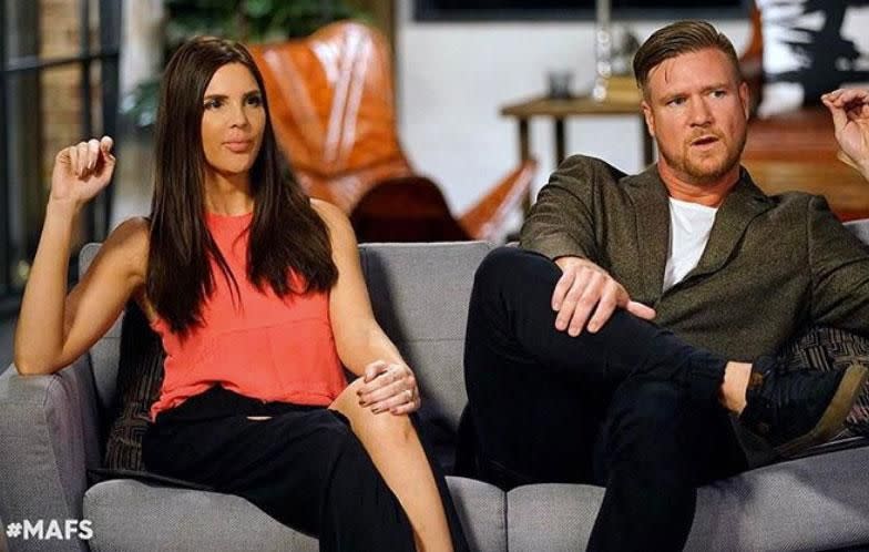 Tracey Jewel was understandably shocked during Sunday night's Married At First Sight episode, as TV husband Dean confessed to cheating on her with fellow contestant Davina. Source: Channel Nine