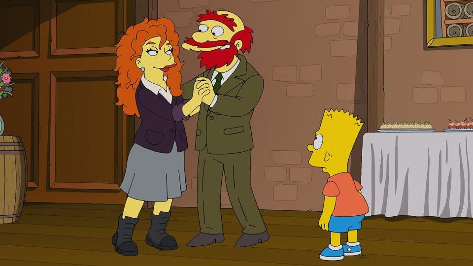 Groundskeeper Willie reconnects with his lost love in Scotland in "Ae Bonny Romance," a heartwarming episode from the 35th season. - Gracie Films, 20th Television Animation