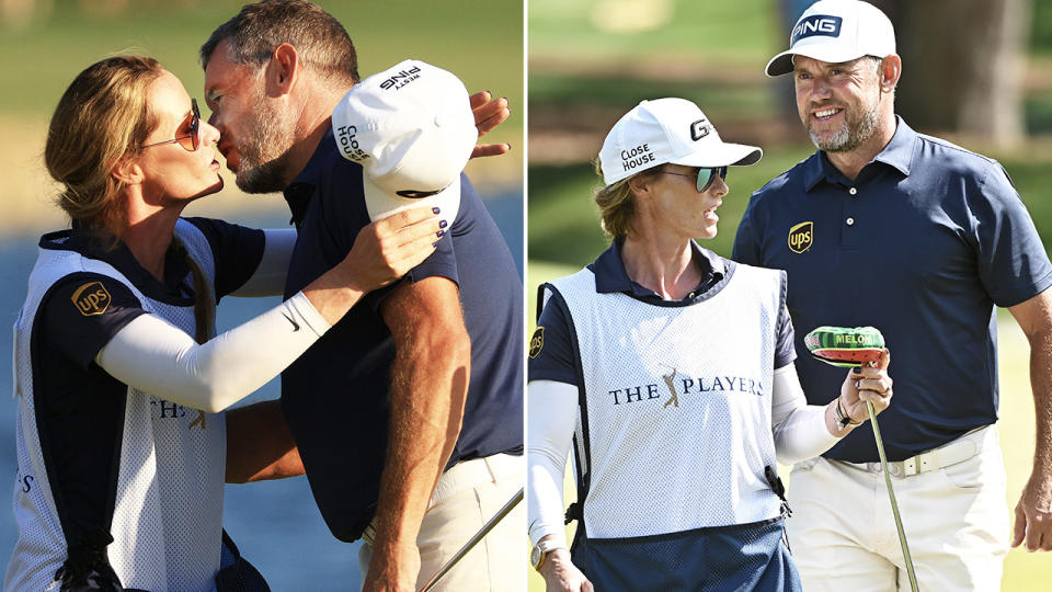 Lee Westwood and fiancee Helen Storey, pictured here at the Players Championship.