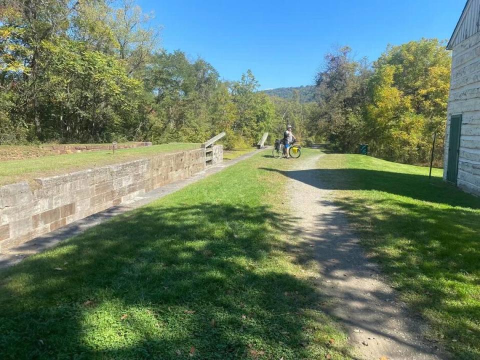 A view of part of the trail along the C&O Canal Towpath that Kevin Loncher and Bill Bosworth biked to help raise money and awareness for the Plummer Home in Columbus.