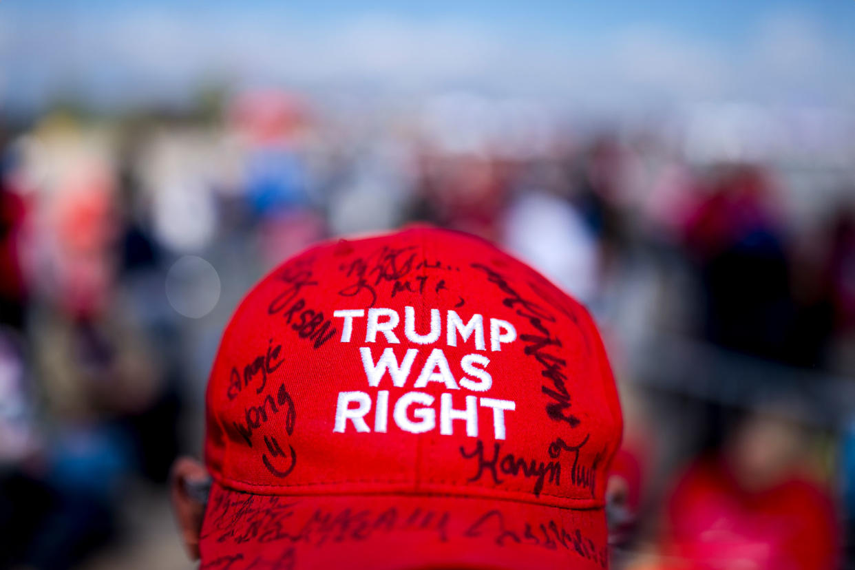 Donald Trump supporter MAGA red hat Nic Antaya/Getty Images