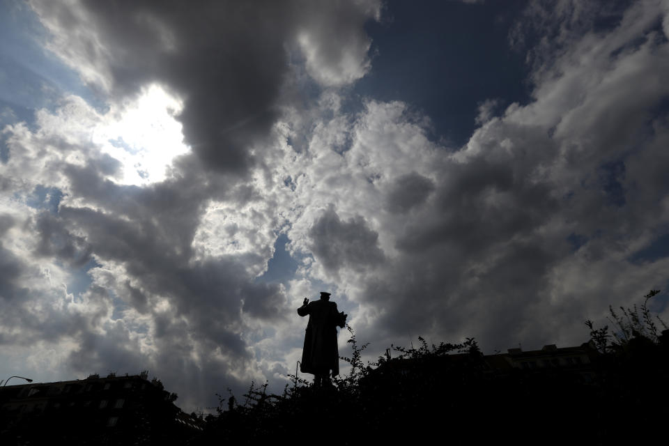 FILE - In this file photo taken on Tuesday, Aug. 21, 2018, the monument of Soviet World War II commander Ivan Stepanovic Konev is pictured in Prague, Czech Republic. Relations between the Czech Republic and Russia have taken a turn for the worse in a series of disputes over the interpretation of historical events. Three Prague politicians whose recent actions upset Russia have been placed under police protection amid a media report that Russian intelligence services have been plotting to poison them with the deadly toxin ricin. Russia has opened a criminal investigation into Prague's removal of a war memorial to a World War II hero, among other actions that have tested diplomatic ties. (AP Photo/Petr David Josek/File)