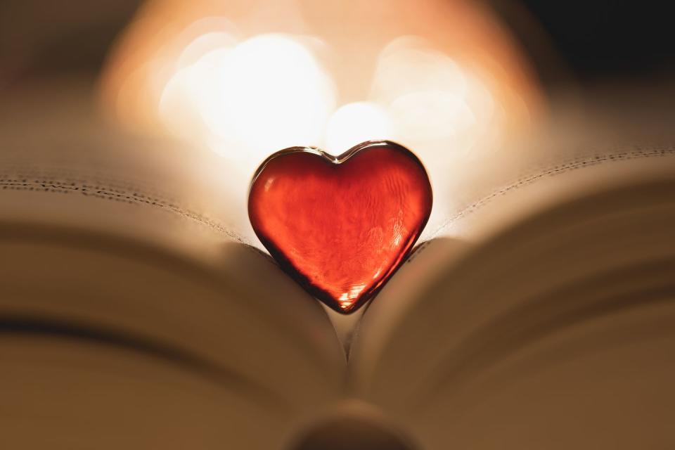 lovely things for valentines day,close up of heart shape on book
