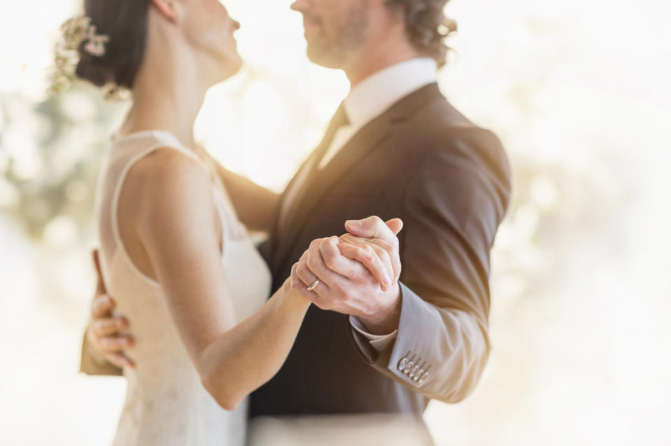 A couple dances at their wedding