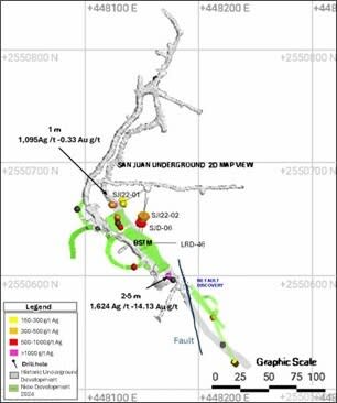 Figure 1 - Lay Out Bulk Sampling Trial Mining (“BSTM”): Underground Development - San Juan Area (CNW Group/GR Silver Mining Ltd.)