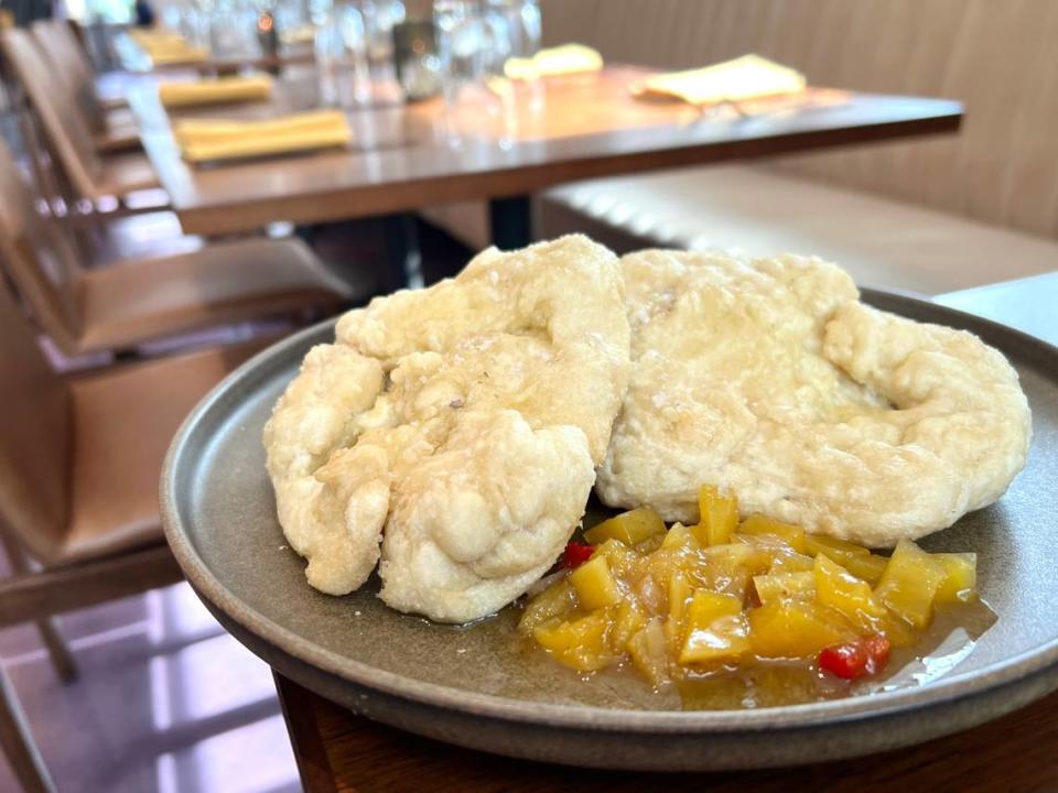 Bara is a flatbread popular in Trinidadian cuisine. Okan serves it with mango chutney. Lisa Wilson/lwilson@islandpacket.com