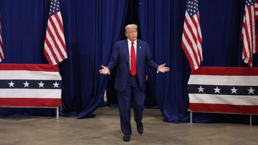 <em>Trump arrives for a rally April 2, 2024, in Green Bay, Wis. </em>(Photo by Scott Olson/Getty Images)