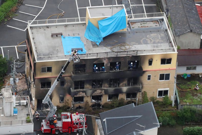 Thirty-sex people were killed and 34 others were injured when Shinji Aoba set fire to the Kyoto Animation studio, in Kyoto, Japan, on July 18, 2019. Photo courtesy of Jiji Japan Out/EPA-EFE