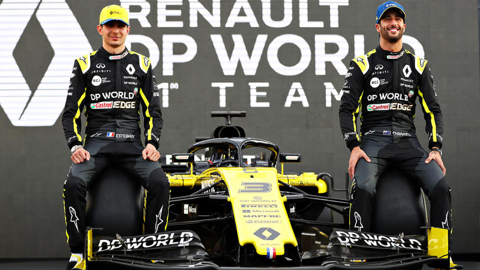 Esteban Ocon and Daniel Ricciardo, pictured here with their new Renault in March.