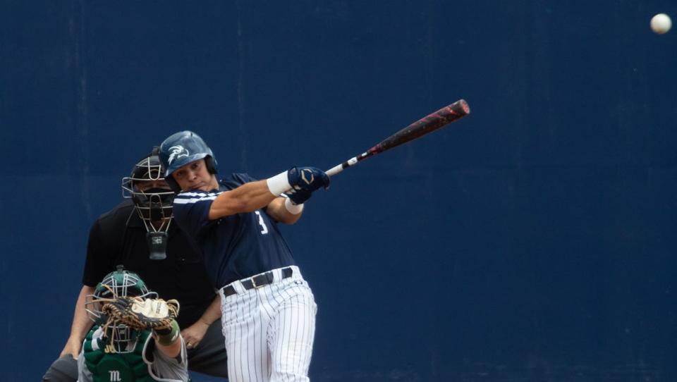 Aidan Sweatt of Fernandina Beach drove in North Florida's first run on Tuesday in a 5-3 loss to Eastern Kentucky in the first round of the ASUN baseball tournament.