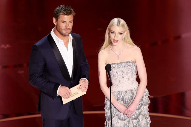 <p>Rich Polk/Variety via Getty</p> Chris Hemsworth and Anya Taylor-Joy presenting at the 2024 Oscars