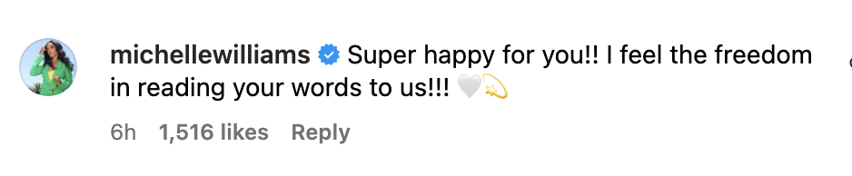 "Super happy for you!! I feel the freedom in reading your words to us!!!"