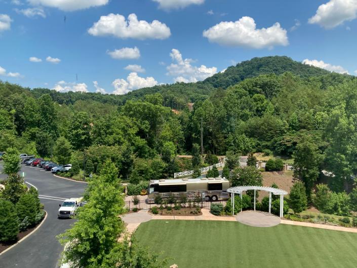The view from a hotel room at the Dollywood DreamMore Resort.